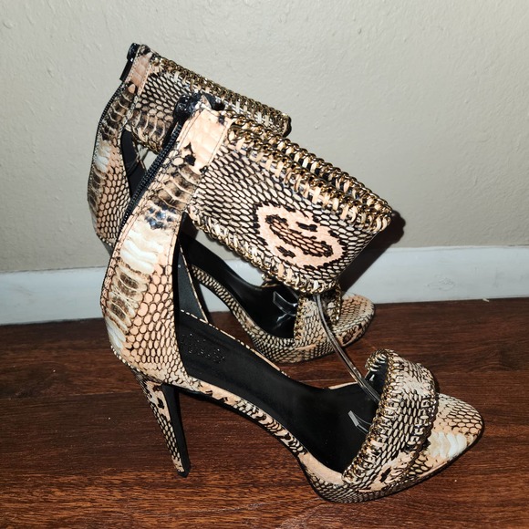 Charlotte Russe NIB Open Toe Ankle Strap Faux Snakeskin Cadence Stilettos, 10 - Picture 3 of 11